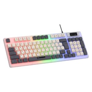 GAMMA K-515 Wired USB RGB Keyboard with Soft Keys, Light Sync Technology, and Modern Two-Tone Keycaps for PC & Laptop (White/Grey)