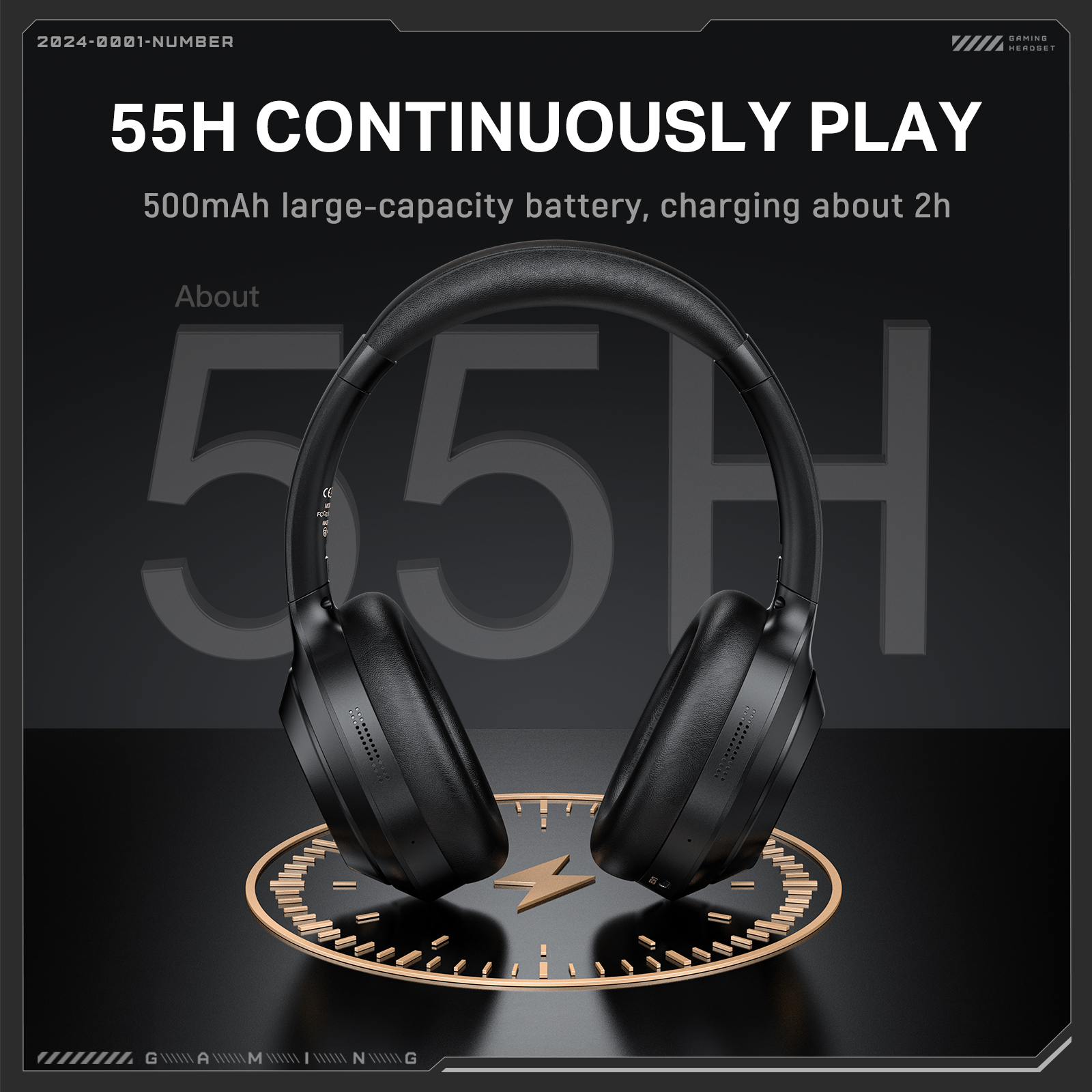ONIKUMA GT811 Premium Wireless Gaming Headset with Stealth Microphone, Plush Leatherette Ear Cushions, and Gold Accents for PC, Mac & Mobile (Matte Black) - Image 8