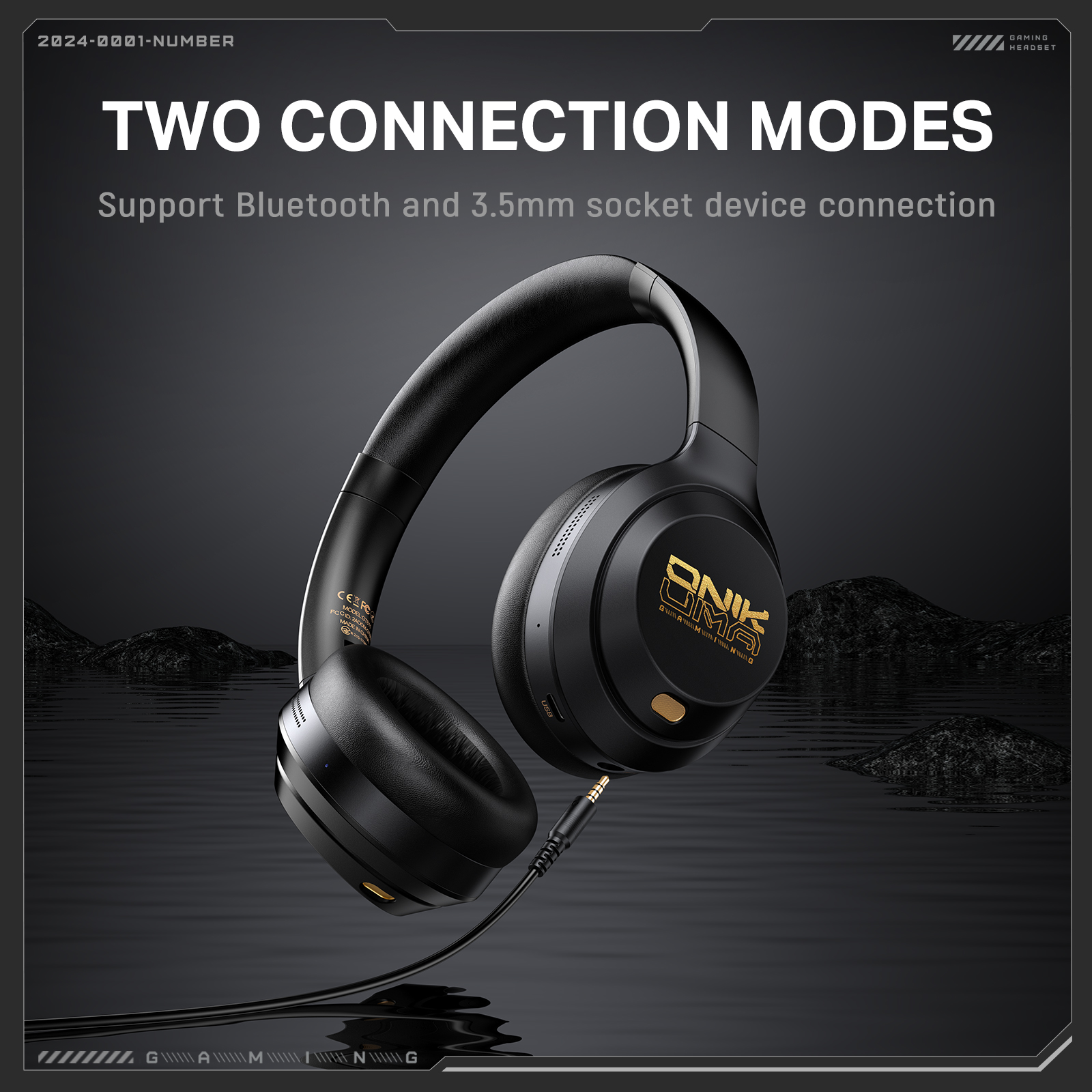 ONIKUMA GT811 Premium Wireless Gaming Headset with Stealth Microphone, Plush Leatherette Ear Cushions, and Gold Accents for PC, Mac & Mobile (Matte Black) - Image 10