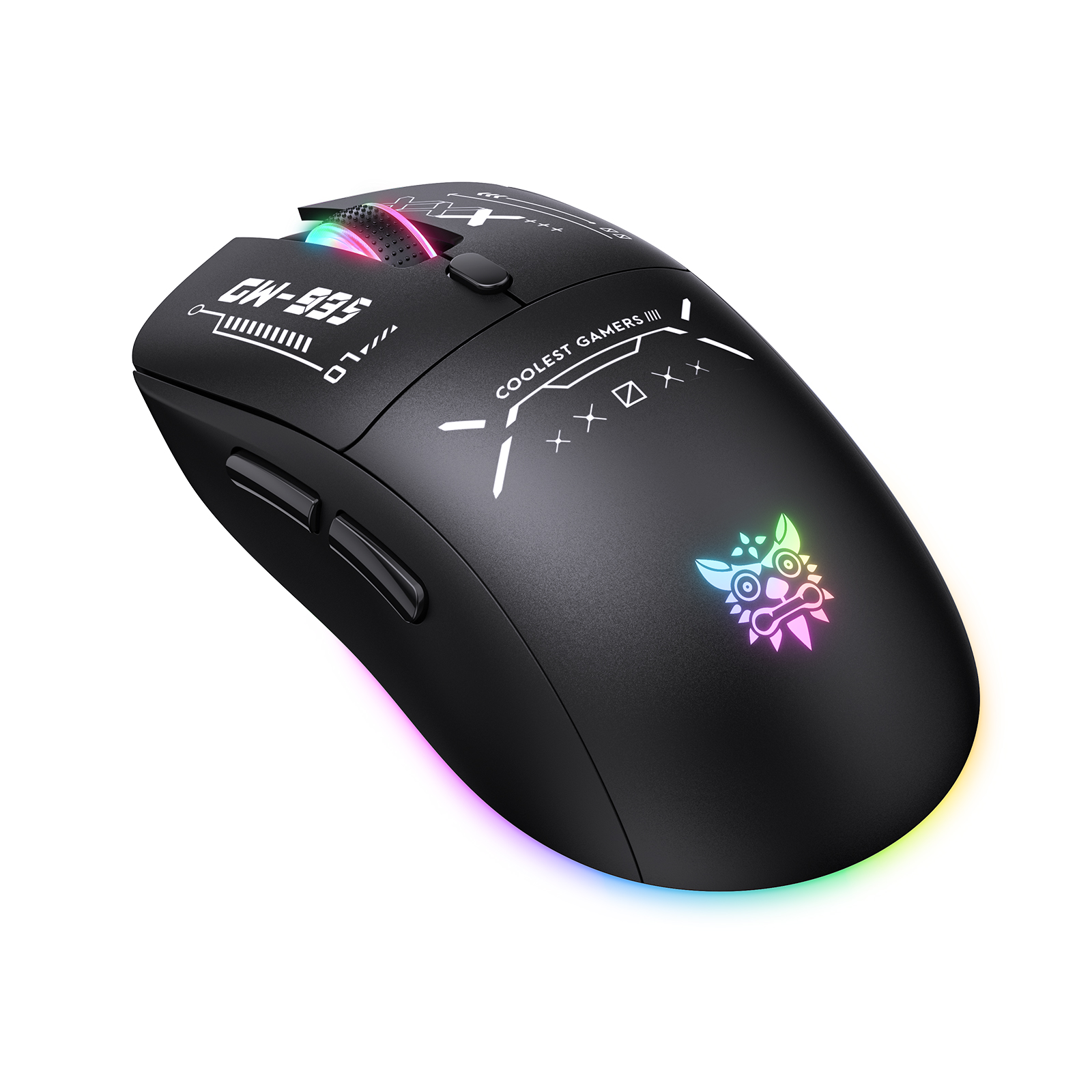 ONIKUMA CW935 Tri-Mode Wireless Gaming Mouse (2.4GHz / Bluetooth / Wired) with Dynamic RGB Underglow, Cyberpunk Graphics, and 6 Programmable Buttons for PC, Mac & Mobile (Black) - Image 8