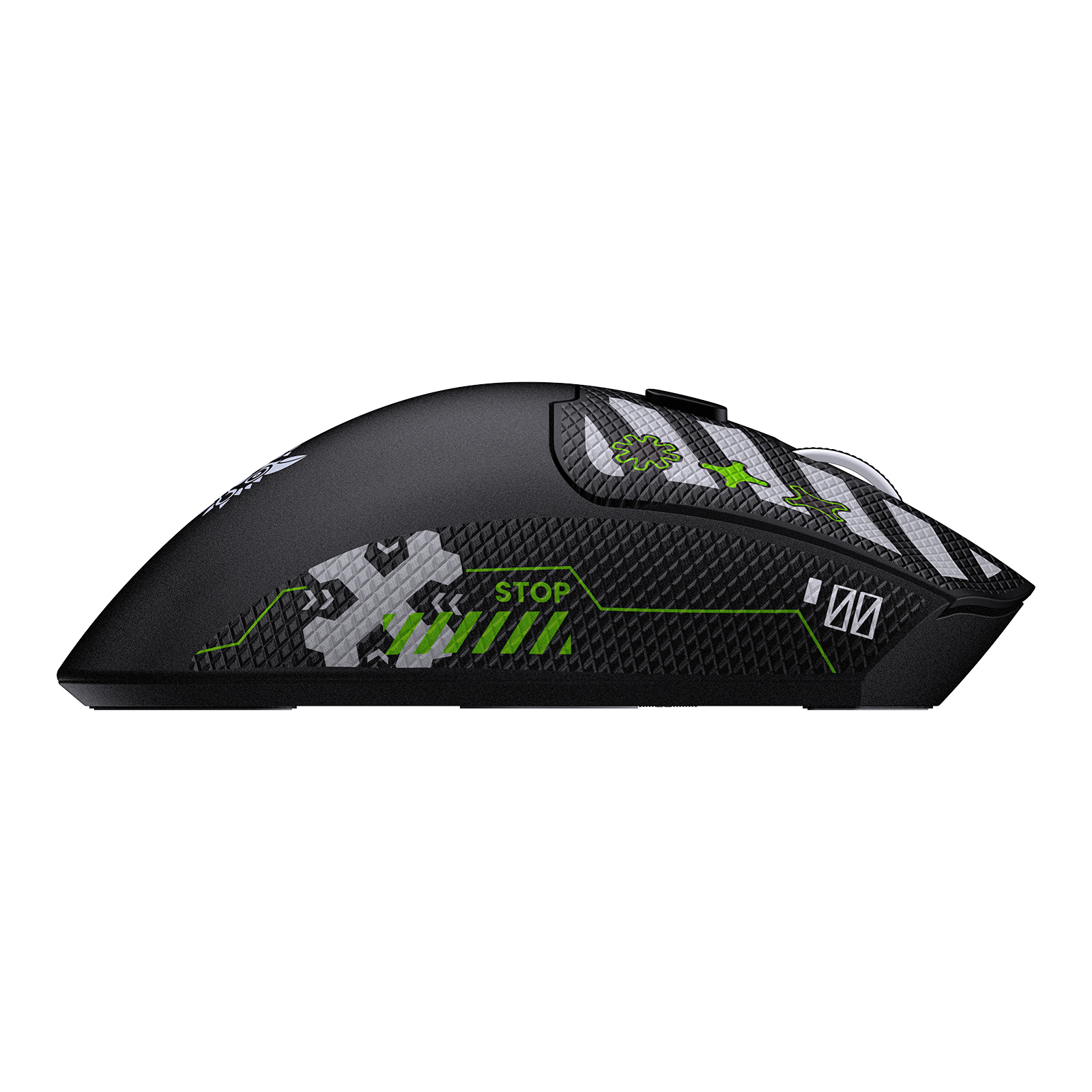 ONIKUMA DM01 Wireless Gaming Mouse with Cyber-Tech Graphics, 2.4GHz Nano Receiver, and Textured Ergonomic Grip for PC & Mac (Black/White Edition) - Image 8
