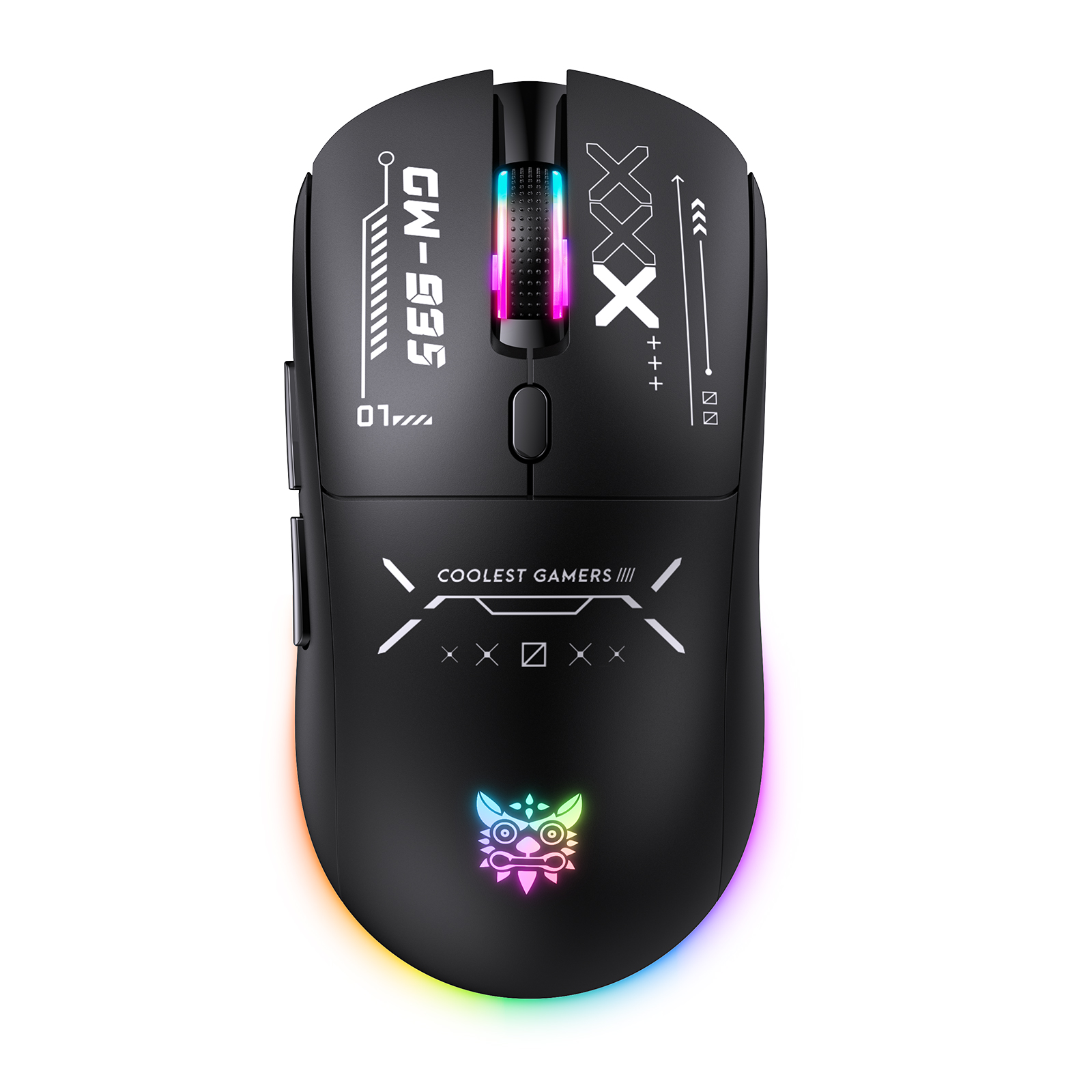 ONIKUMA CW935 Tri-Mode Wireless Gaming Mouse (2.4GHz / Bluetooth / Wired) with Dynamic RGB Underglow, Cyberpunk Graphics, and 6 Programmable Buttons for PC, Mac & Mobile (Black) - Image 7