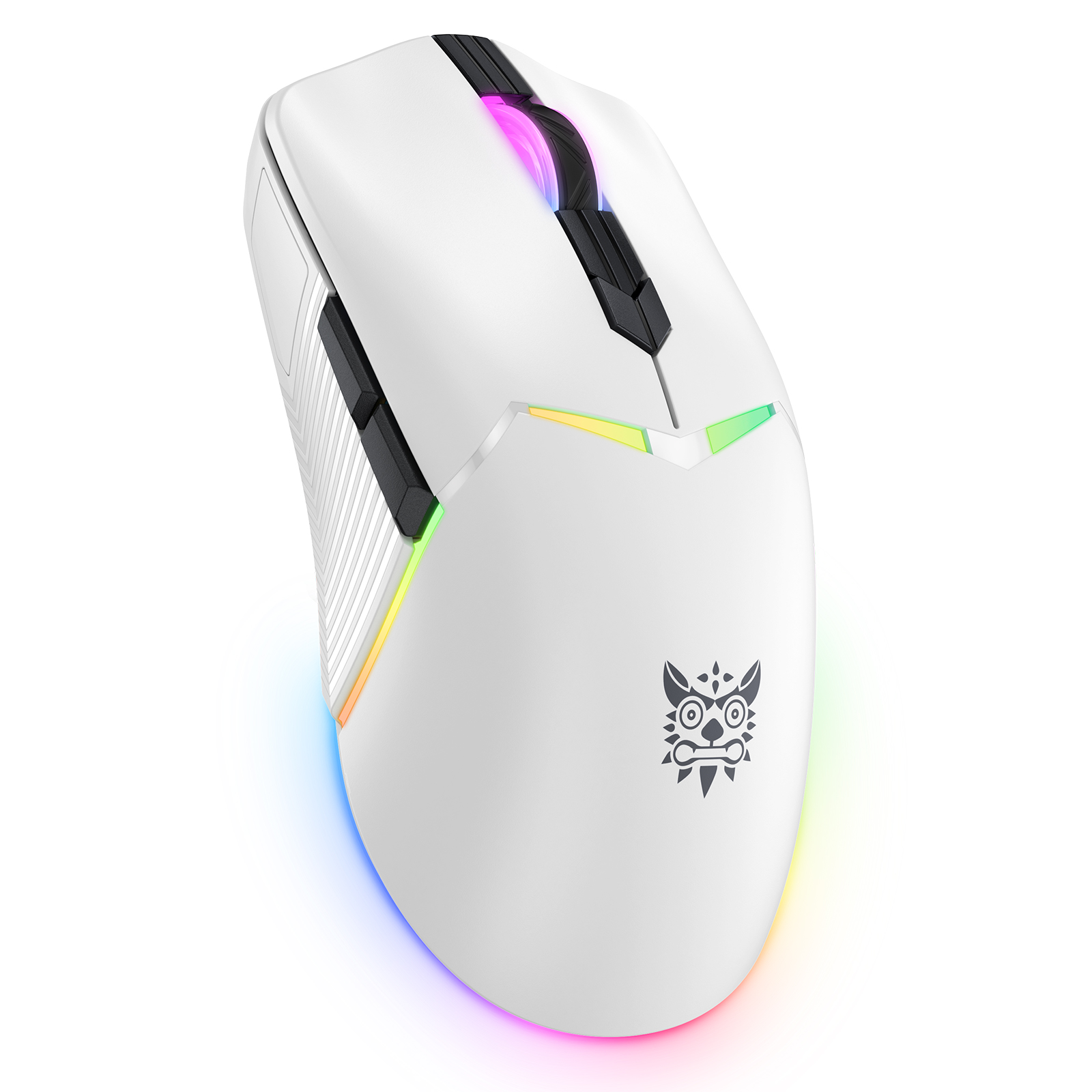 ONIKUMA CW928 Tri-Mode Wireless Gaming Mouse (2.4GHz / Bluetooth / Wired) with Multi-Zone RGB Lighting, Textured Grips, and Braided Cable for PC, Mac & Mobile (White) - Image 6