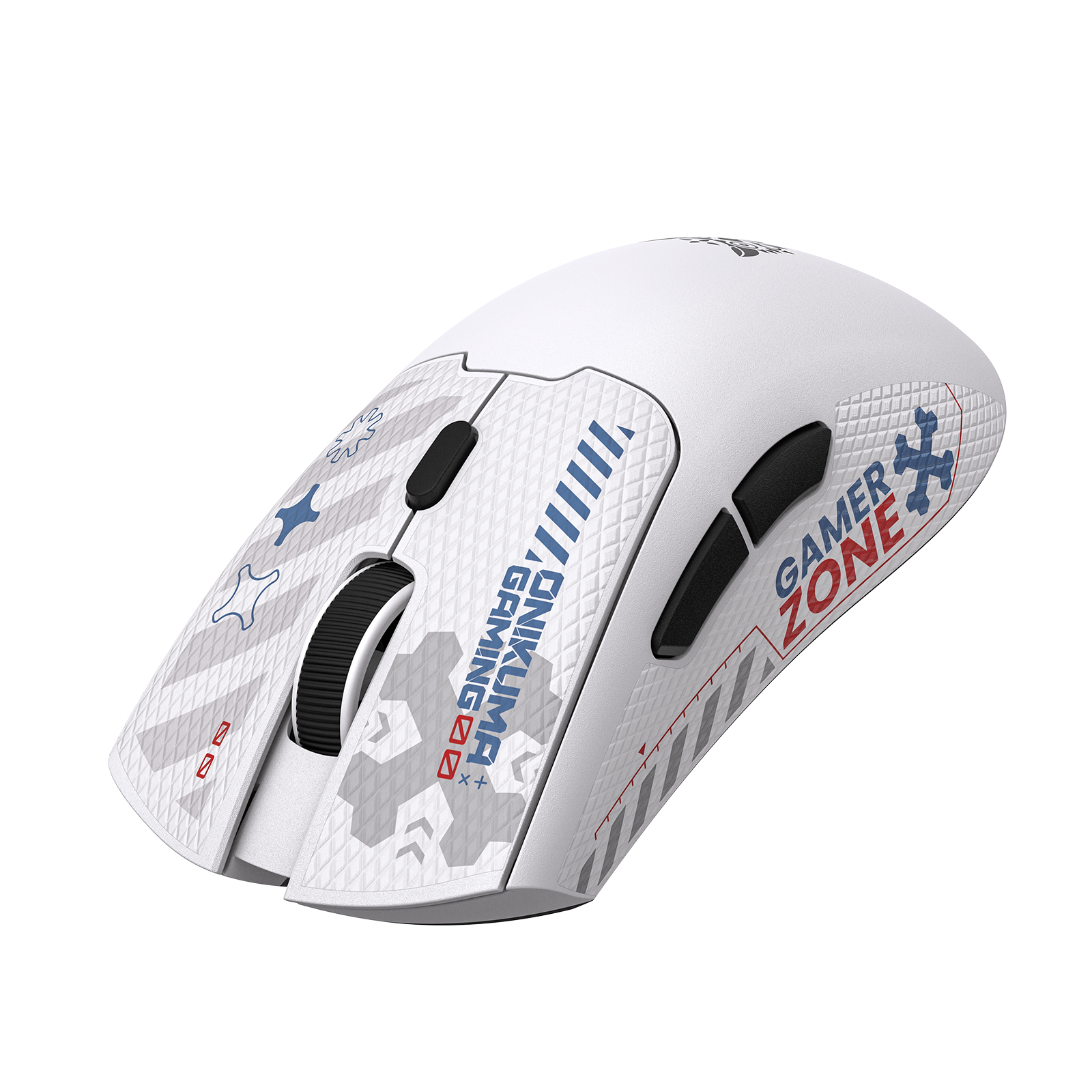 ONIKUMA DM01 Wireless Gaming Mouse with Cyber-Tech Graphics, 2.4GHz Nano Receiver, and Textured Ergonomic Grip for PC & Mac (Black/White Edition) - Image 9