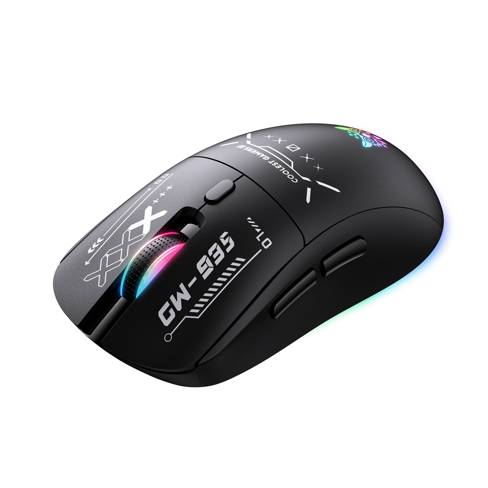 ONIKUMA CW935 Tri-Mode Wireless Gaming Mouse (2.4GHz / Bluetooth / Wired) with Dynamic RGB Underglow, Cyberpunk Graphics, and 6 Programmable Buttons for PC, Mac & Mobile (Black) - Image 3