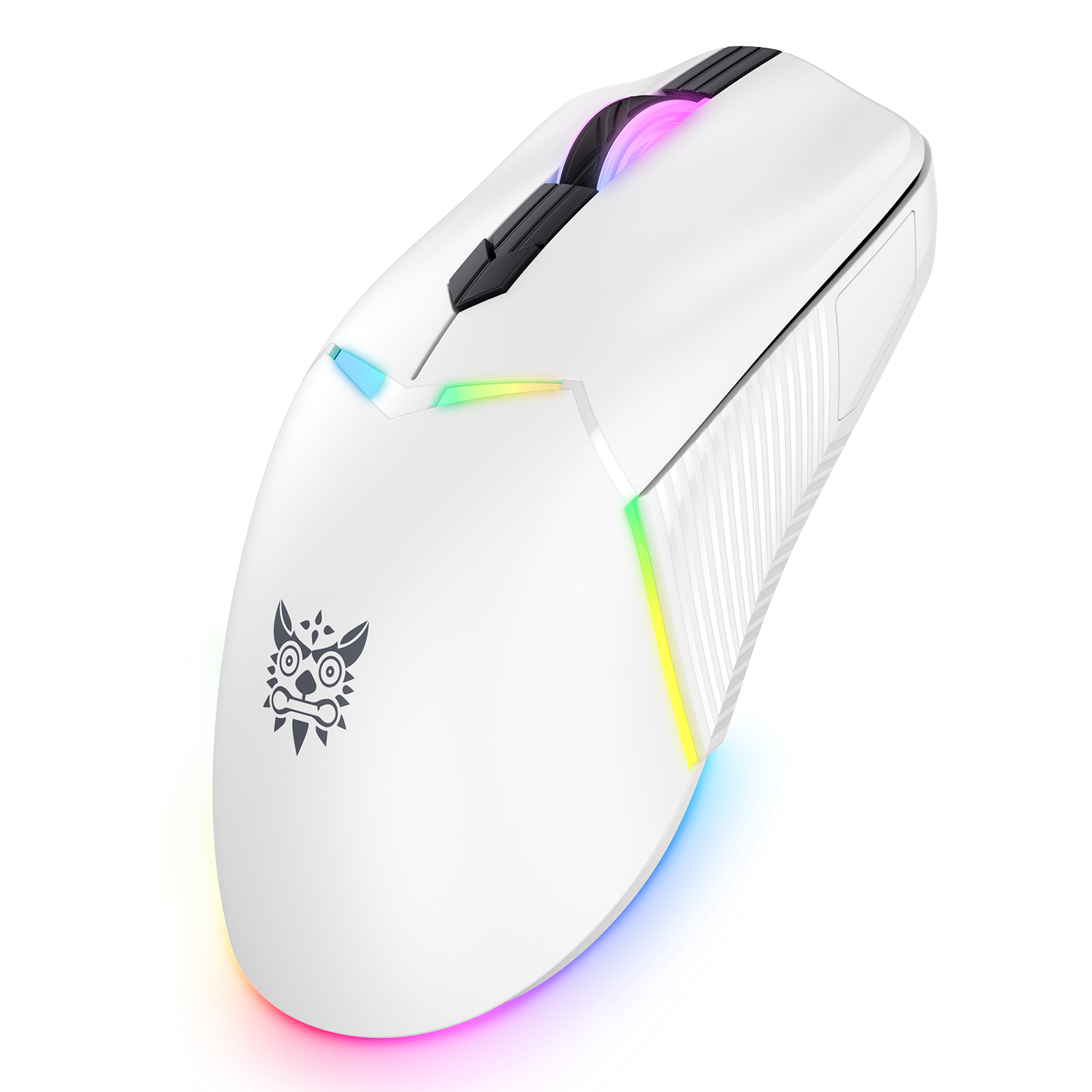ONIKUMA CW928 Tri-Mode Wireless Gaming Mouse (2.4GHz / Bluetooth / Wired) with Multi-Zone RGB Lighting, Textured Grips, and Braided Cable for PC, Mac & Mobile (White) - Image 2