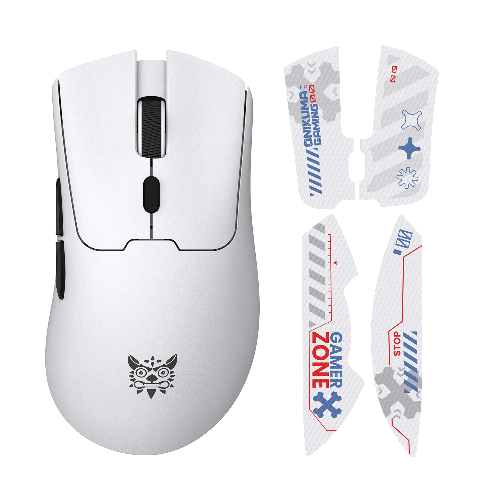 ONIKUMA DM01 Wireless Gaming Mouse with Cyber-Tech Graphics, 2.4GHz Nano Receiver, and Textured Ergonomic Grip for PC & Mac (Black/White Edition) - Image 10