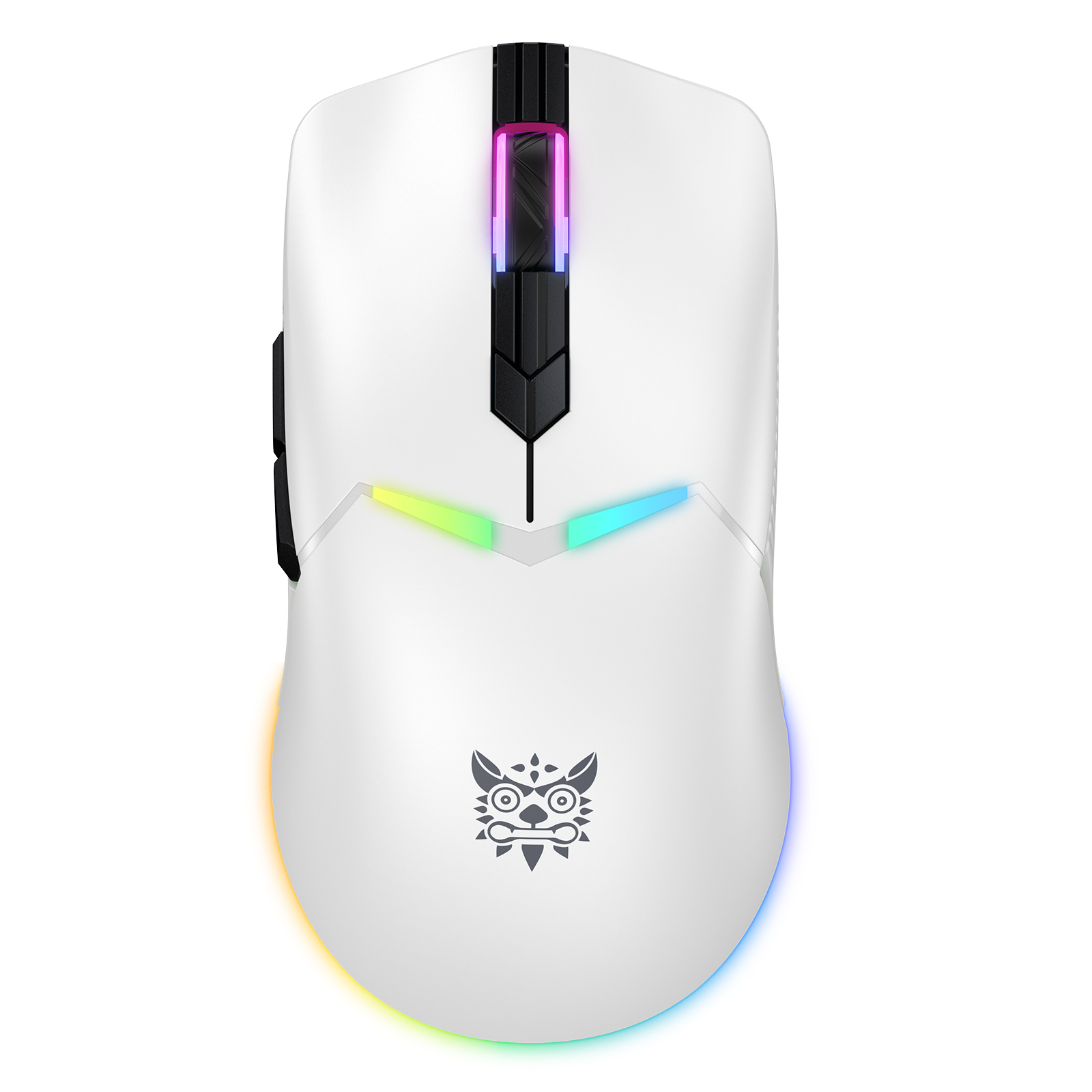 ONIKUMA CW928 Tri-Mode Wireless Gaming Mouse (2.4GHz / Bluetooth / Wired) with Multi-Zone RGB Lighting, Textured Grips, and Braided Cable for PC, Mac & Mobile (White) - Image 3