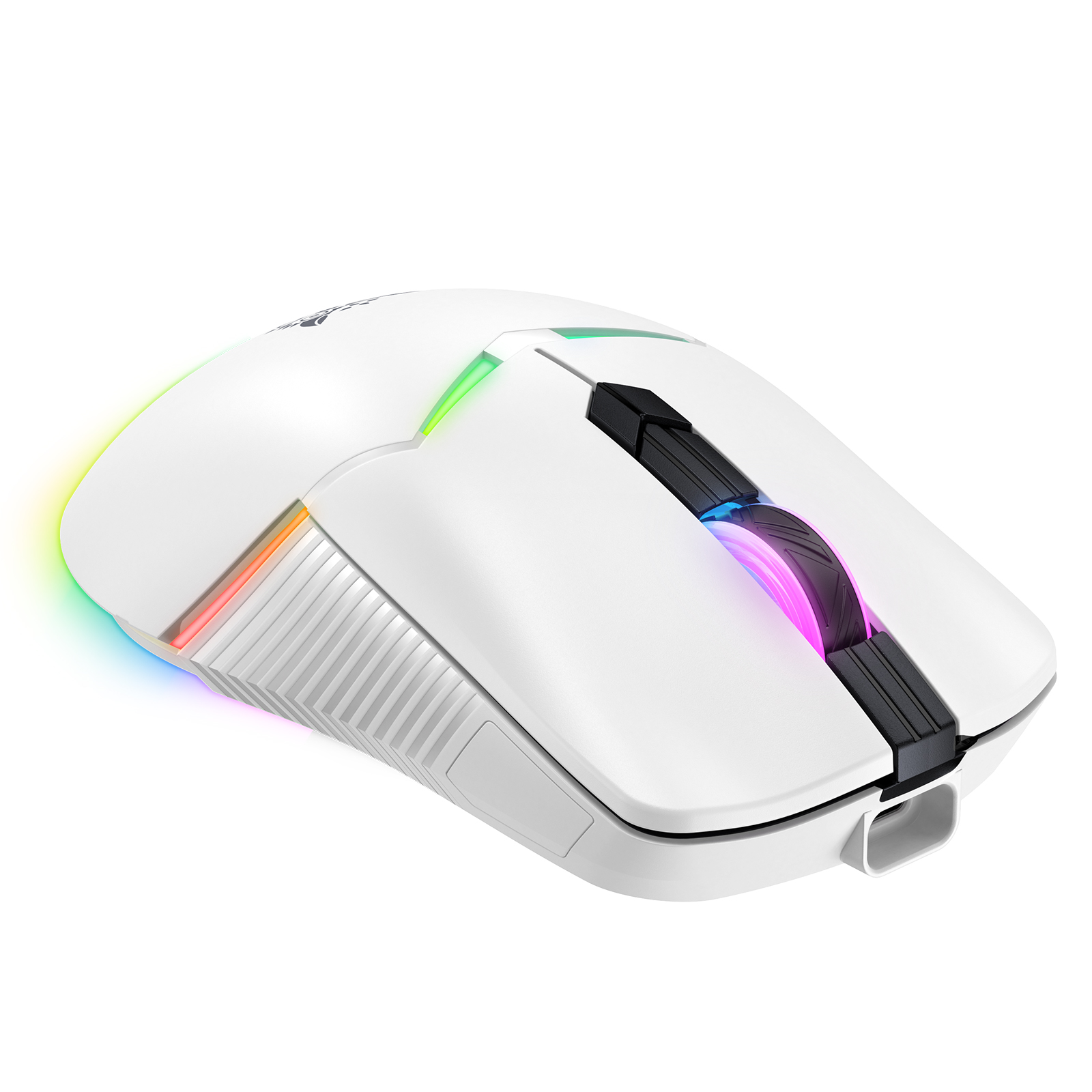 ONIKUMA CW928 Tri-Mode Wireless Gaming Mouse (2.4GHz / Bluetooth / Wired) with Multi-Zone RGB Lighting, Textured Grips, and Braided Cable for PC, Mac & Mobile (White) - Image 4
