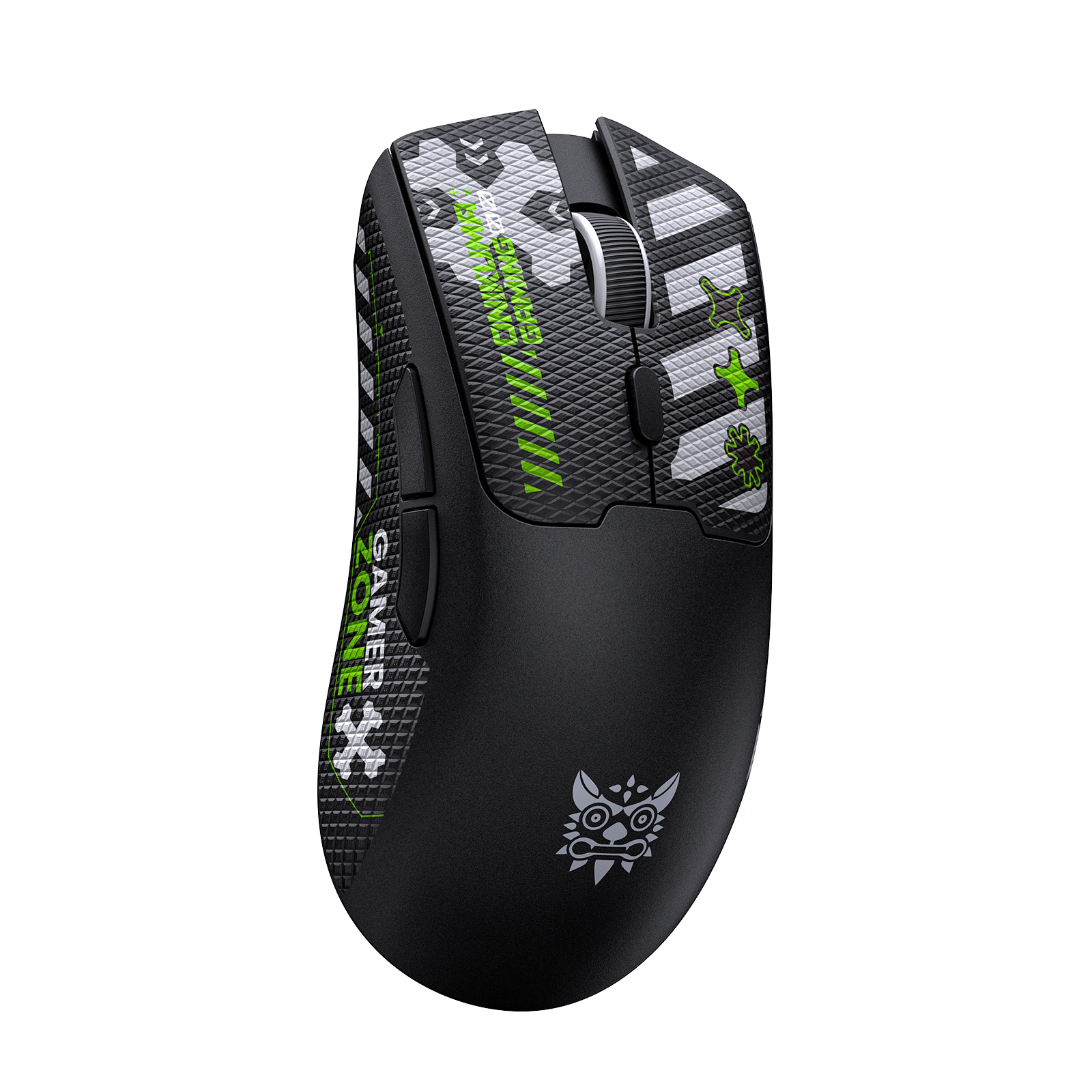 ONIKUMA DM01 Wireless Gaming Mouse with Cyber-Tech Graphics, 2.4GHz Nano Receiver, and Textured Ergonomic Grip for PC & Mac (Black/White Edition) - Image 5