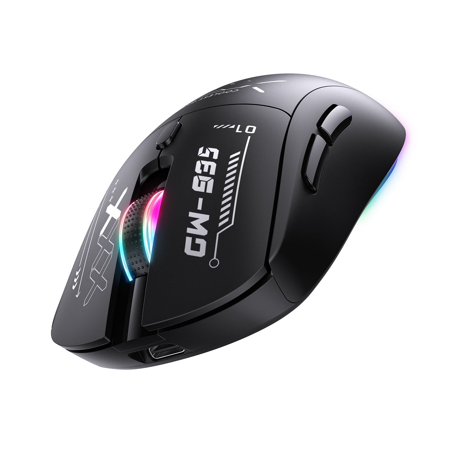 ONIKUMA CW935 Tri-Mode Wireless Gaming Mouse (2.4GHz / Bluetooth / Wired) with Dynamic RGB Underglow, Cyberpunk Graphics, and 6 Programmable Buttons for PC, Mac & Mobile (Black) - Image 5