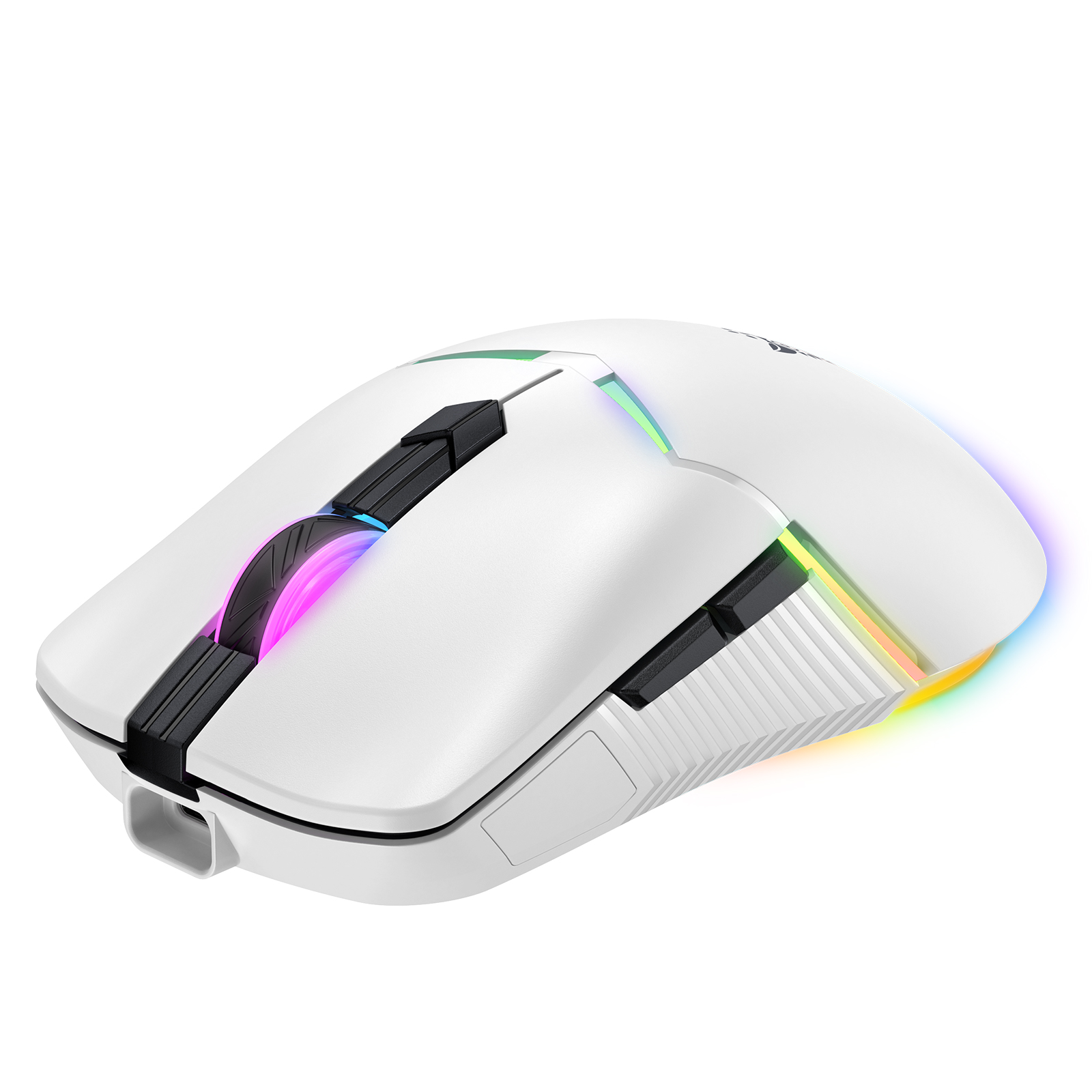 ONIKUMA CW928 Tri-Mode Wireless Gaming Mouse (2.4GHz / Bluetooth / Wired) with Multi-Zone RGB Lighting, Textured Grips, and Braided Cable for PC, Mac & Mobile (White) - Image 5