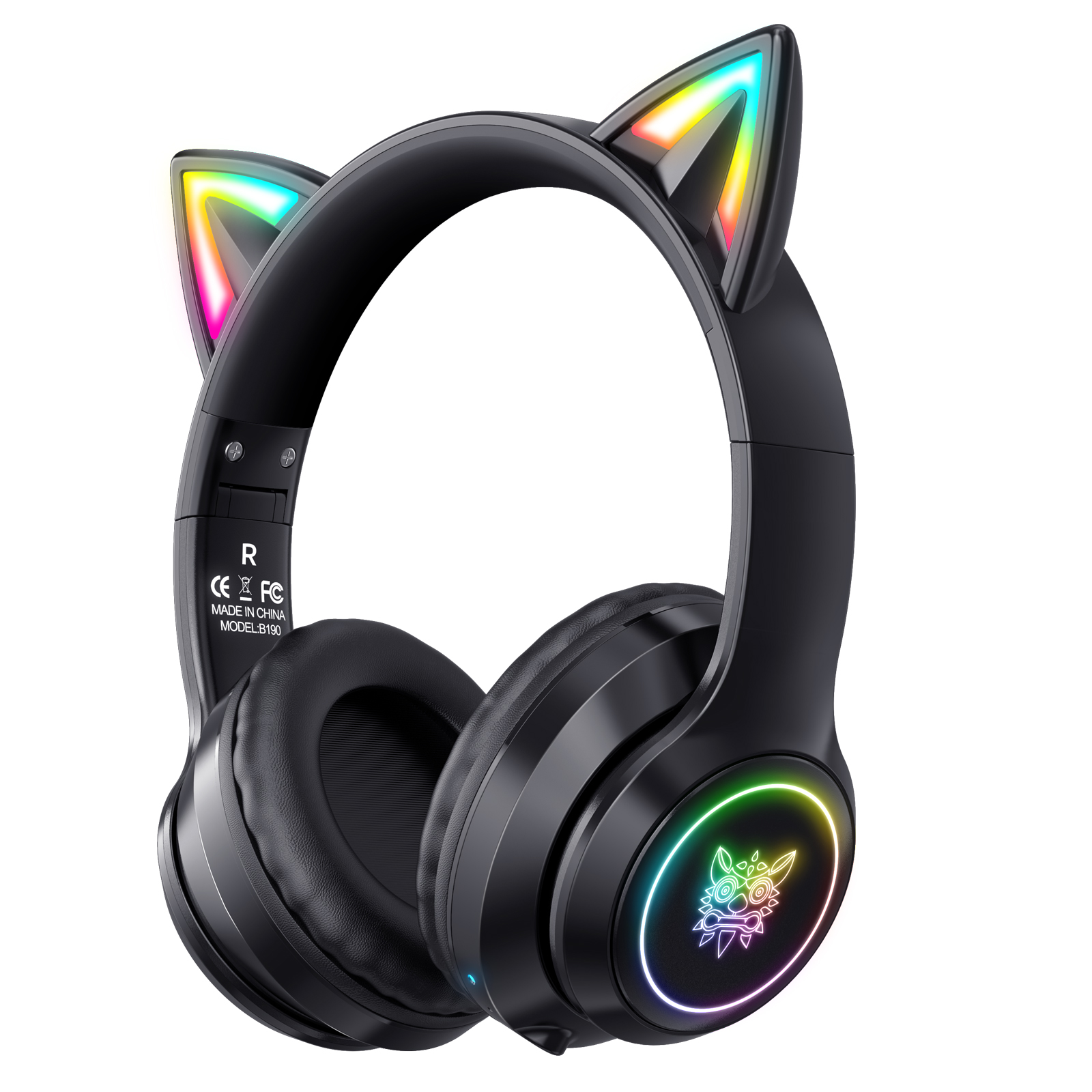 ONIKUMA B90 Wireless Cat Ear Gaming Headset with Dynamic RGB Lighting, Built-in Mic, and Plush Over-Ear Comfort for Mobile, PC & Mac