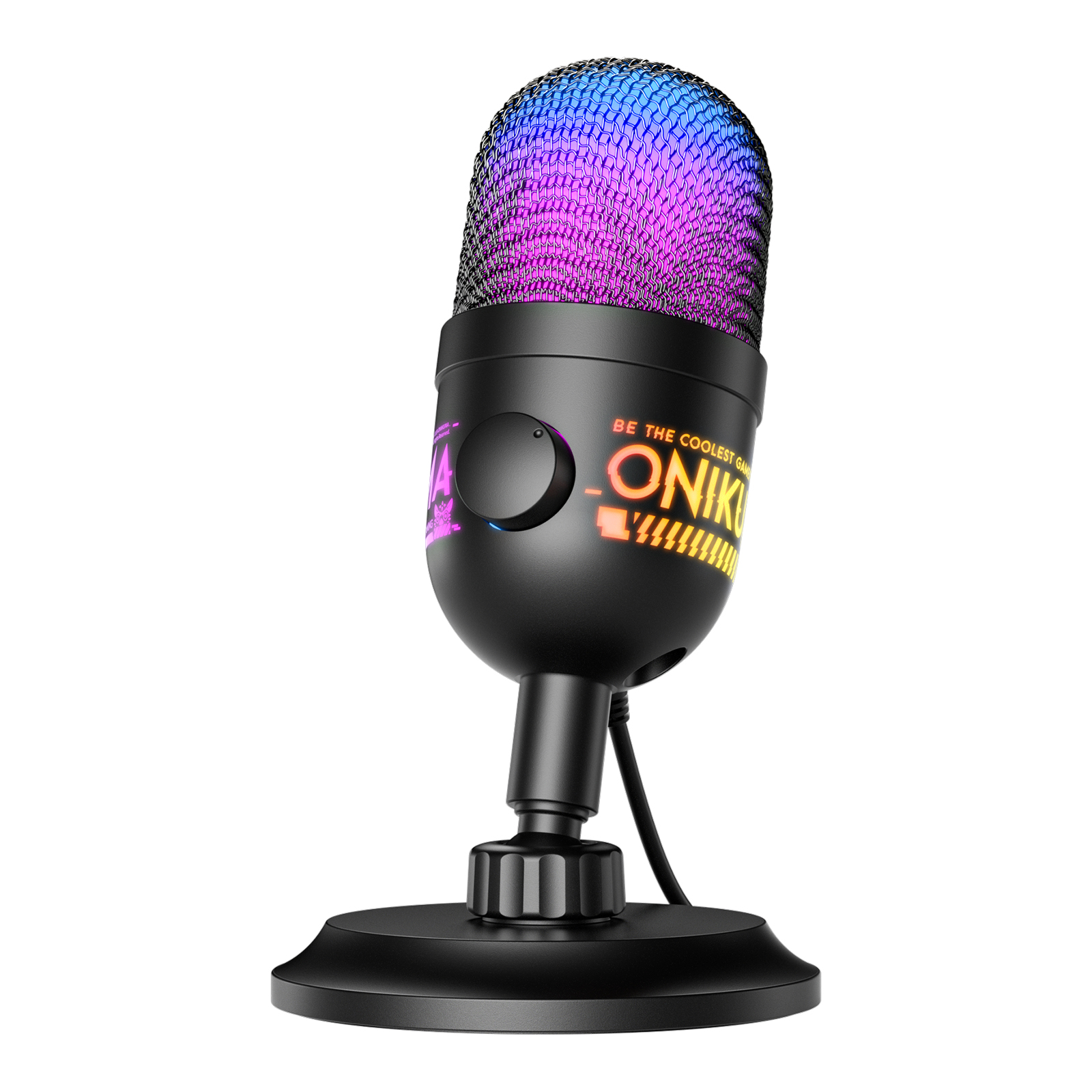 ONIKUMA M930 USB Condenser Gaming Microphone with Dynamic RGB Illumination, On-Board Gain Control Knob, and Adjustable Desktop Stand for PC Streaming & Podcasting (Black) - Image 3