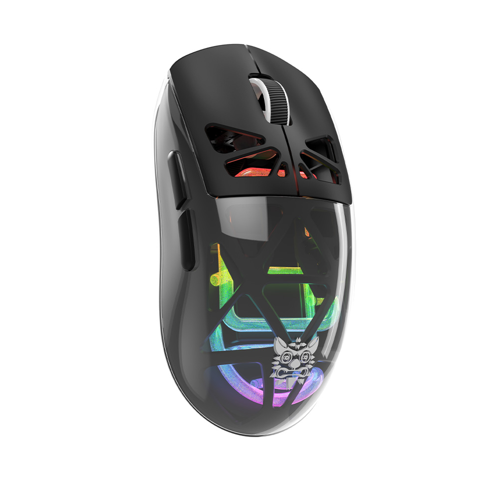 ONIKUMA CW930 Gaming Mouse with Transparent Crystal Shell, Internal Neon Tube RGB Lighting, and Ergonomic Grip for PC & Mac (Black/White) - Image 3