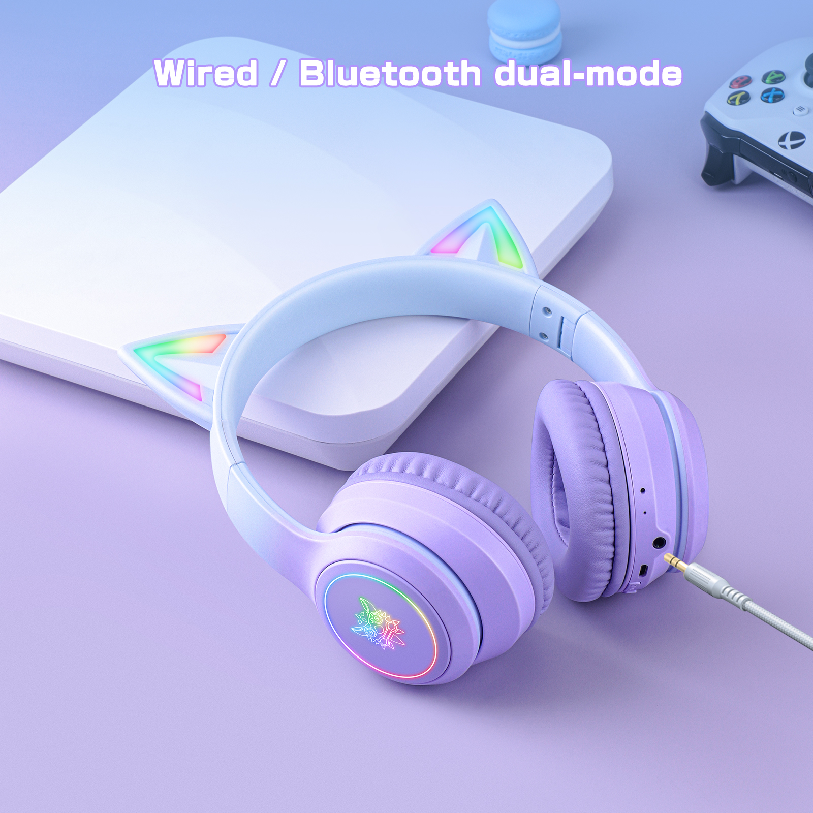 ONIKUMA B90 Wireless Cat Ear Gaming Headset with Dynamic RGB Lighting, Built-in Mic, and Plush Over-Ear Comfort for Mobile, PC & Mac - Image 20