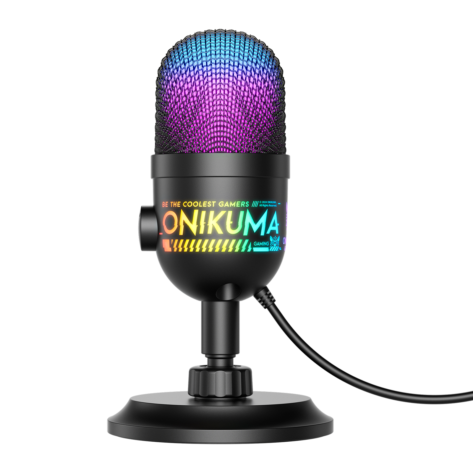 ONIKUMA M930 USB Condenser Gaming Microphone with Dynamic RGB Illumination, On-Board Gain Control Knob, and Adjustable Desktop Stand for PC Streaming & Podcasting (Black) - Image 4