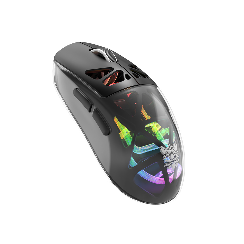 ONIKUMA CW930 Gaming Mouse with Transparent Crystal Shell, Internal Neon Tube RGB Lighting, and Ergonomic Grip for PC & Mac (Black/White) - Image 4