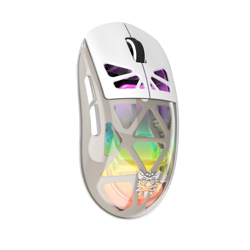 ONIKUMA CW930 Gaming Mouse with Transparent Crystal Shell, Internal Neon Tube RGB Lighting, and Ergonomic Grip for PC & Mac (Black/White) - Image 6