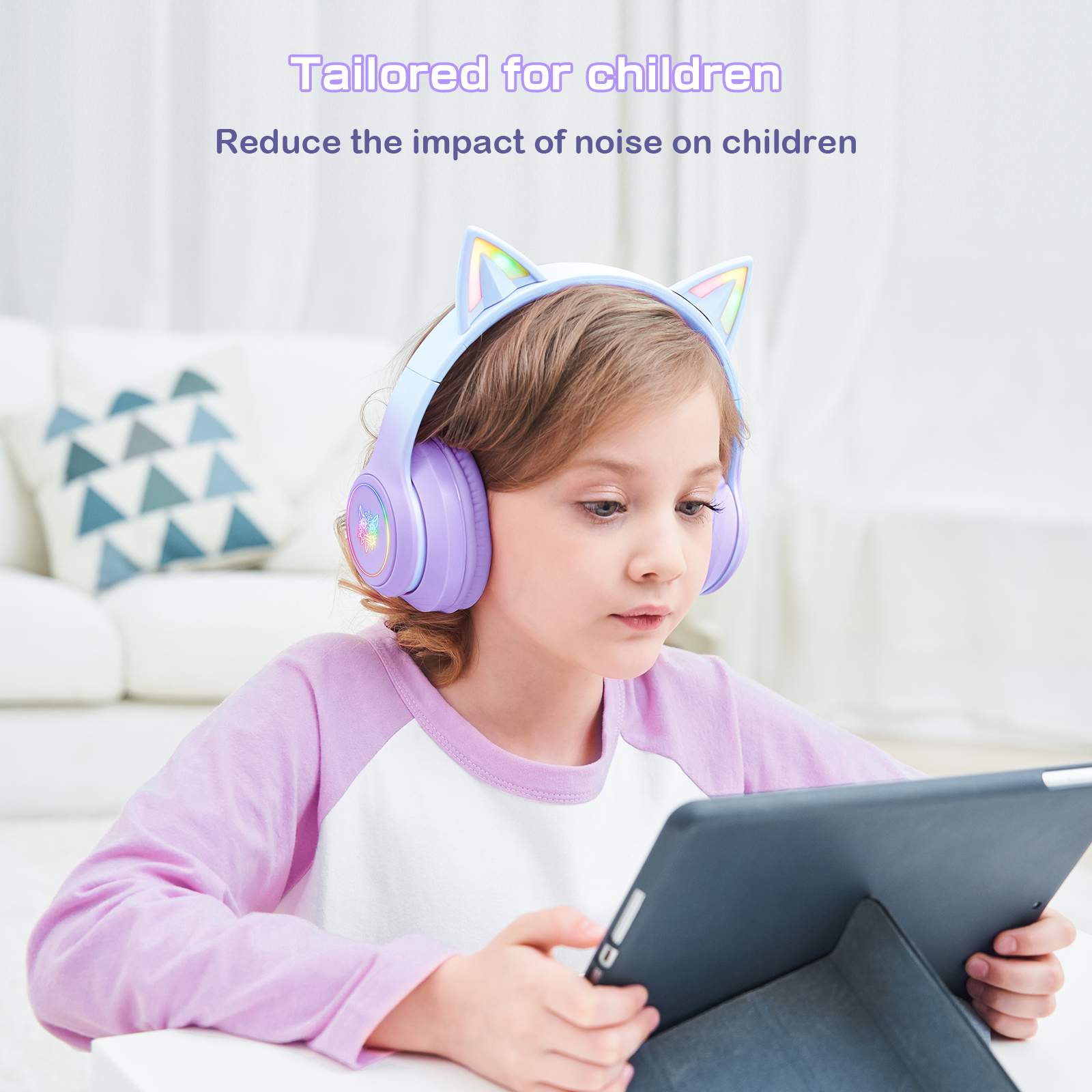 ONIKUMA B90 Wireless Cat Ear Gaming Headset with Dynamic RGB Lighting, Built-in Mic, and Plush Over-Ear Comfort for Mobile, PC & Mac - Image 22