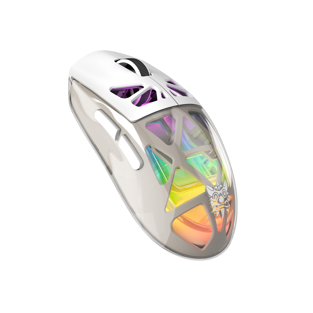 ONIKUMA CW930 Gaming Mouse with Transparent Crystal Shell, Internal Neon Tube RGB Lighting, and Ergonomic Grip for PC & Mac (Black/White) - Image 5