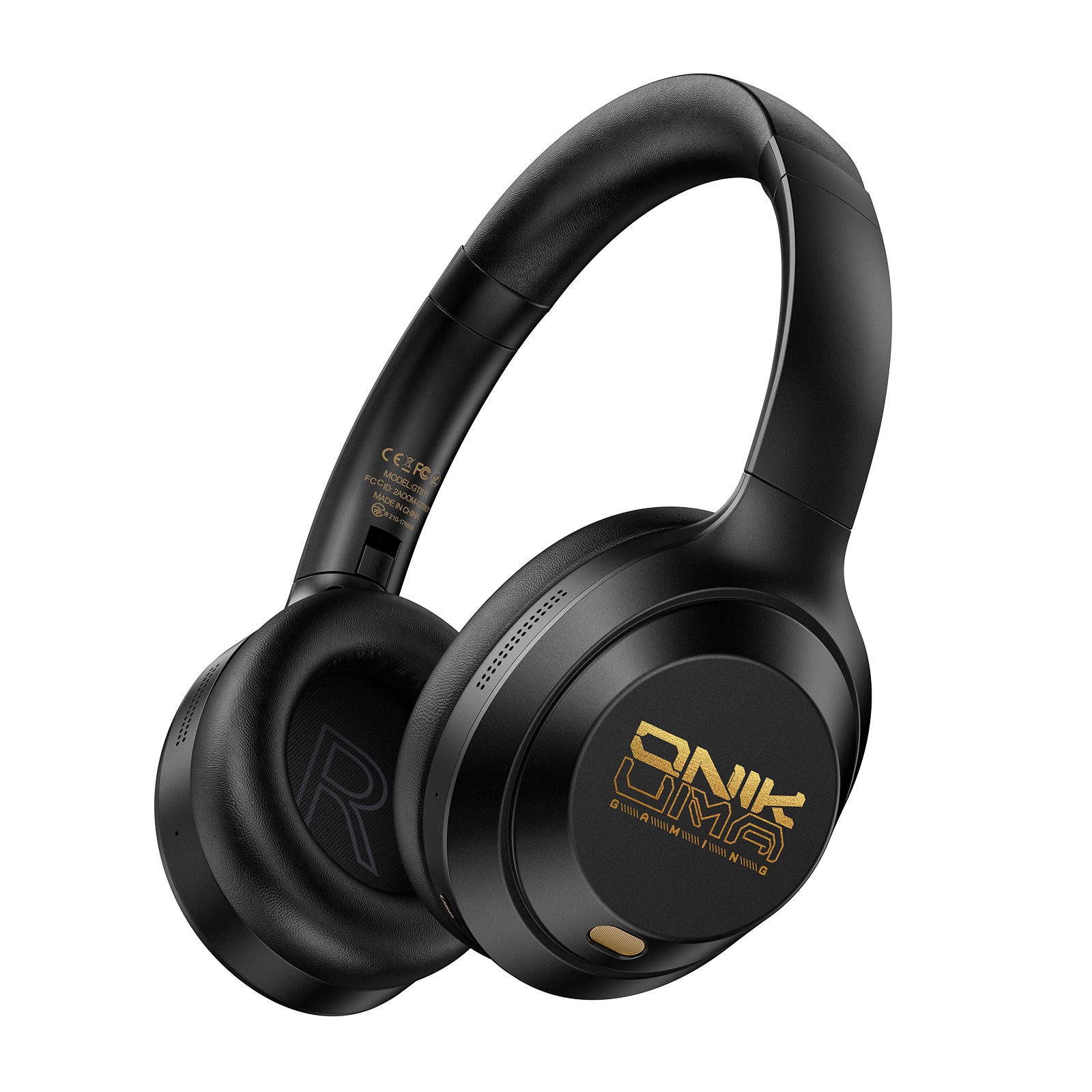 ONIKUMA GT811 Premium Wireless Gaming Headset with Stealth Microphone, Plush Leatherette Ear Cushions, and Gold Accents for PC, Mac & Mobile (Matte Black)