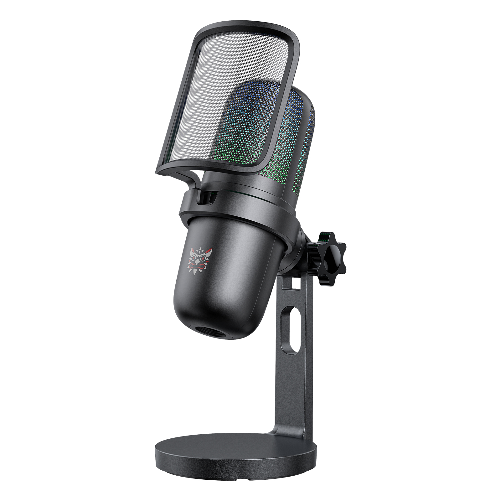 ONIKUMA M730 USB Condenser Gaming Microphone with Integrated Pop Filter, Dynamic RGB Lighting, and Adjustable Metal Desktop Stand for PC, Streaming & Podcasting (Black)