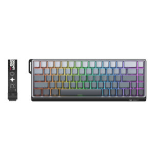 ONIKUMA G69 Wired Magnetic Switch Gaming Keyboard with Rapid Trigger, 65% Compact Layout, Dynamic RGB, and Custom Techwear Strap for PC & Mac (Black & Pink)