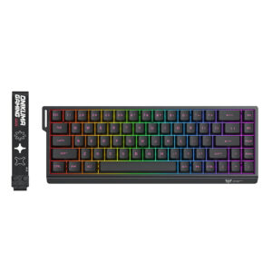 ONIKUMA MT603 Tri-Mode Wireless Mechanical Keyboard (2.4GHz / Bluetooth / Wired) with 65% Compact Layout, Dynamic RGB, and Custom Techwear Strap for PC & Mac (Black)