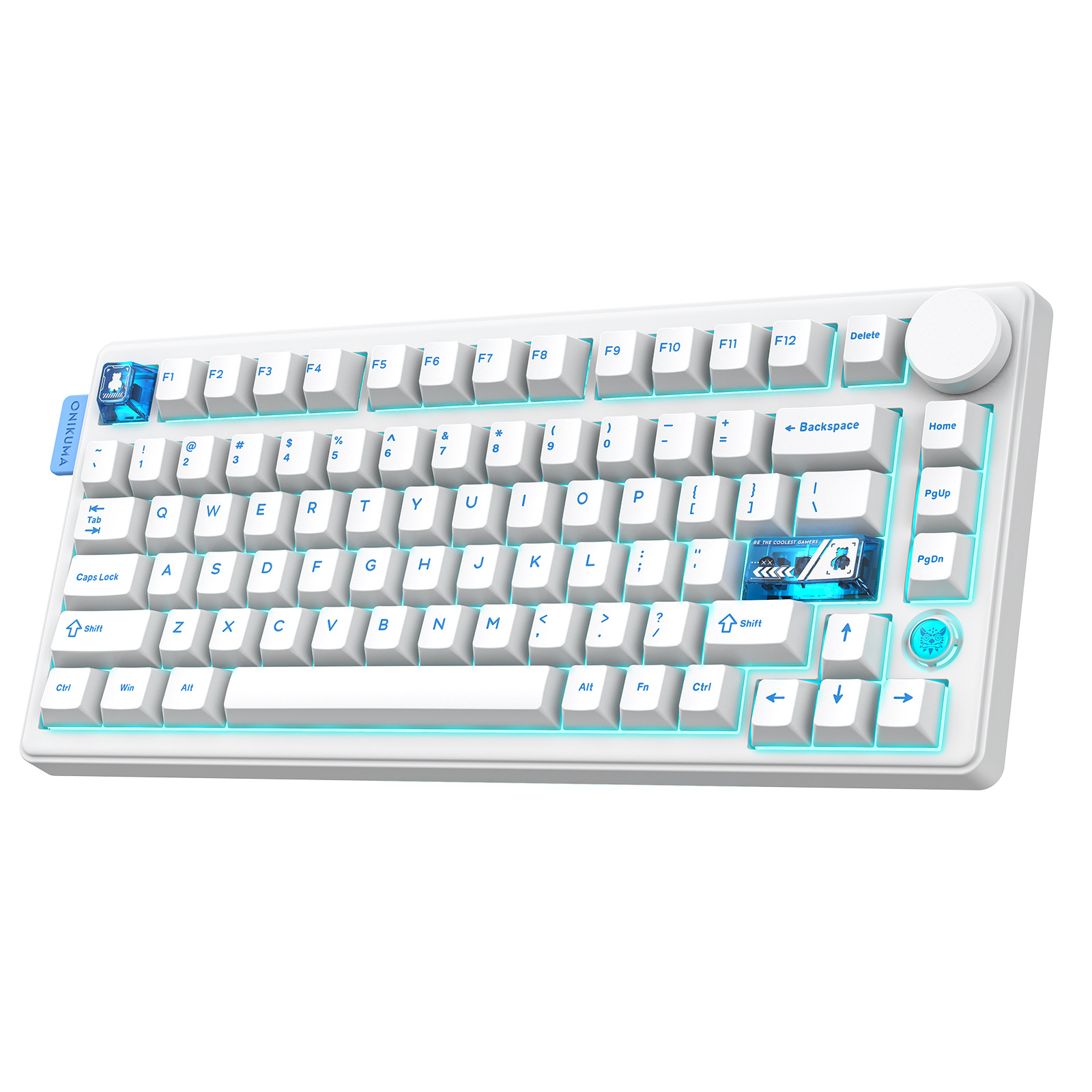 ONIKUMA MT706 Tri-Mode Wireless Mechanical Keyboard (2.4GHz / Bluetooth / Wired) with Multimedia Knob, Transparent Cyber Accent Keys, and 75% Layout for PC & Mac (Black/White) - Image 11