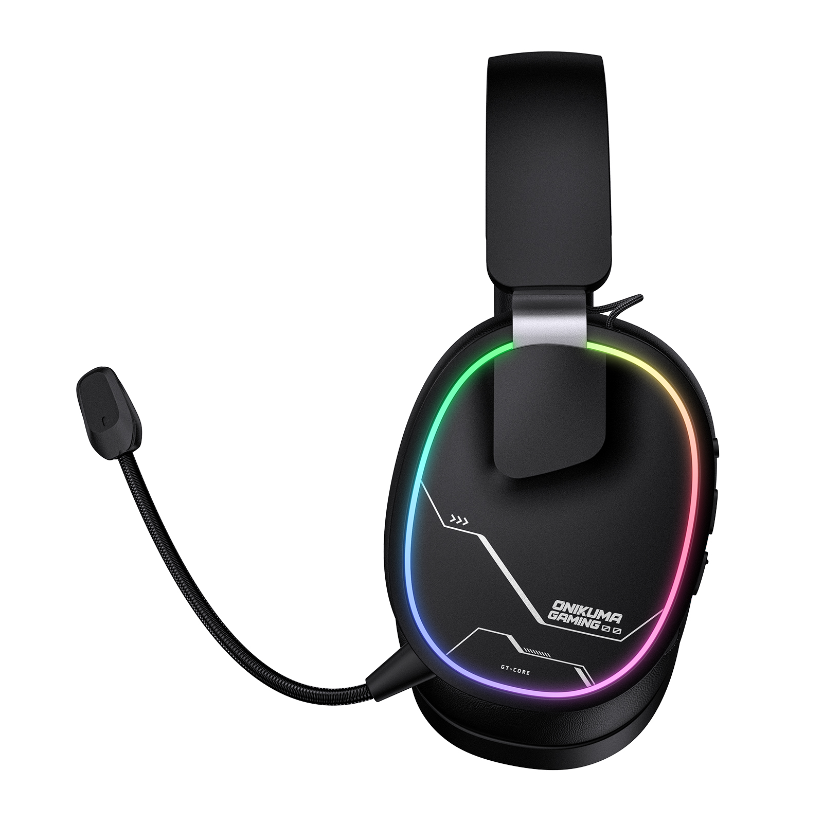 ONIKUMA GT836 Wireless Gaming Headset with Dynamic RGB Lighting, Noise-Isolating Boom Mic, and 2.4GHz Dual USB-A/Type-C Dongle for PC, PS5, Mac & Mobile (Black) - Image 2