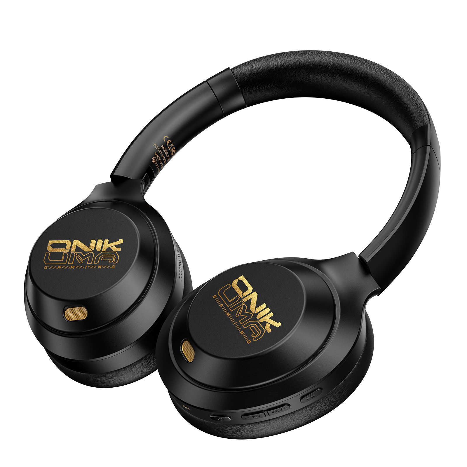 ONIKUMA GT811 Premium Wireless Gaming Headset with Stealth Microphone, Plush Leatherette Ear Cushions, and Gold Accents for PC, Mac & Mobile (Matte Black) - Image 4