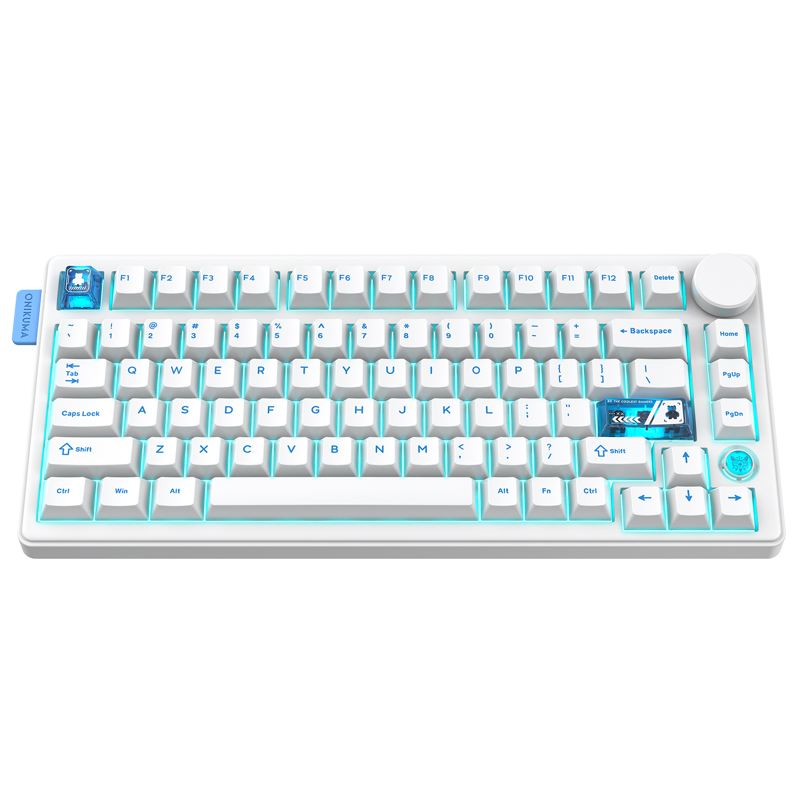 ONIKUMA MT706 Tri-Mode Wireless Mechanical Keyboard (2.4GHz / Bluetooth / Wired) with Multimedia Knob, Transparent Cyber Accent Keys, and 75% Layout for PC & Mac (Black/White) - Image 9