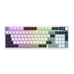 ONIKUMA MT902 Tri-Mode Wireless Mechanical Keyboard (2.4GHz / Bluetooth / Wired) with Multimedia Knob, Dynamic RGB, and Compact Layout for PC & Mac
