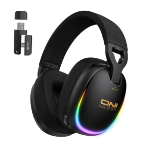 ONIKUMA GT805 Wireless Gaming Headset with Breathable Fabric Mesh, 2.4GHz Dual USB-C/USB-A Receiver, Stealth Mic, and RGB Lighting for PC, PS5, Mac & Mobile
