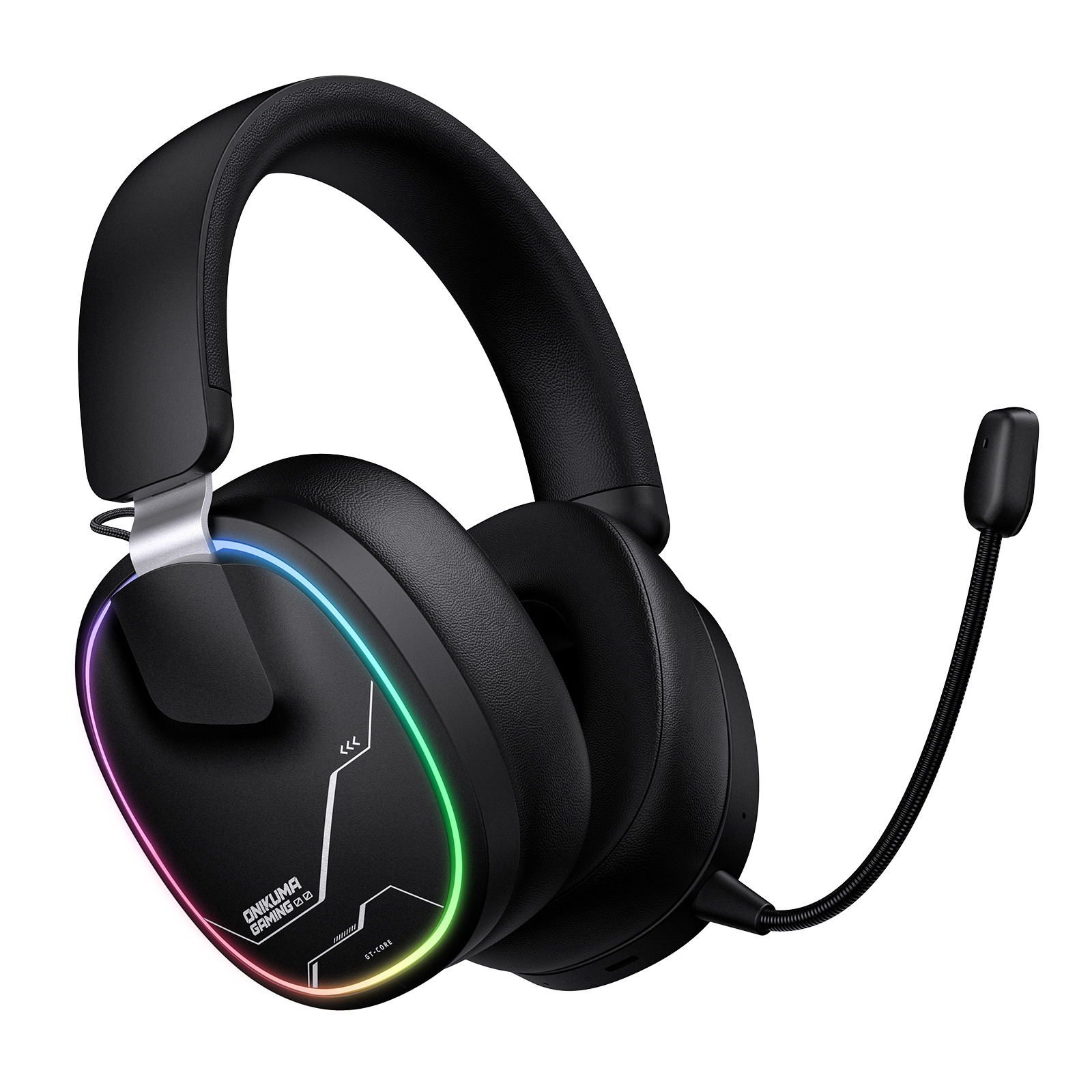 ONIKUMA GT836 Wireless Gaming Headset with Dynamic RGB Lighting, Noise-Isolating Boom Mic, and 2.4GHz Dual USB-A/Type-C Dongle for PC, PS5, Mac & Mobile (Black) - Image 6