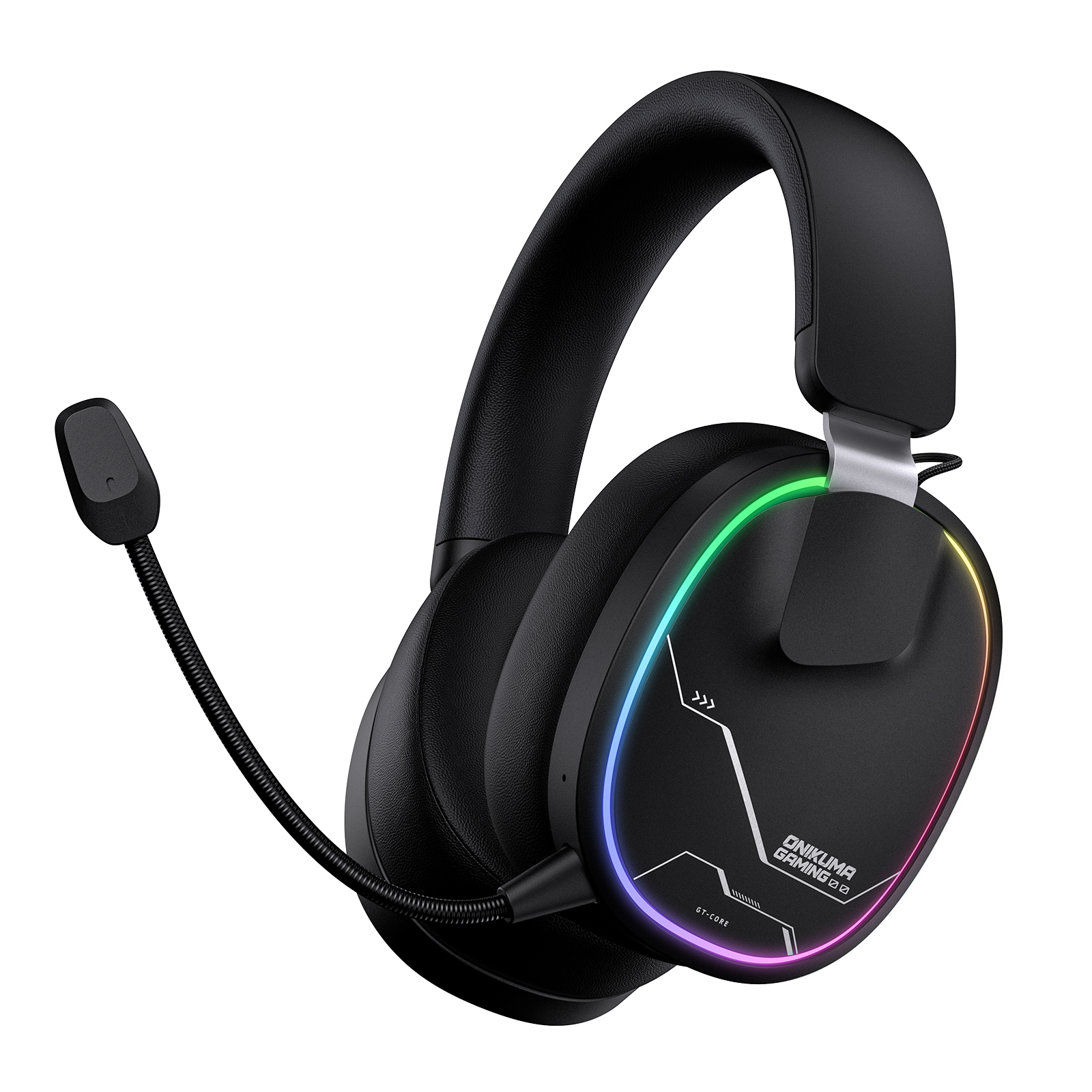 ONIKUMA GT836 Wireless Gaming Headset with Dynamic RGB Lighting, Noise-Isolating Boom Mic, and 2.4GHz Dual USB-A/Type-C Dongle for PC, PS5, Mac & Mobile (Black) - Image 7