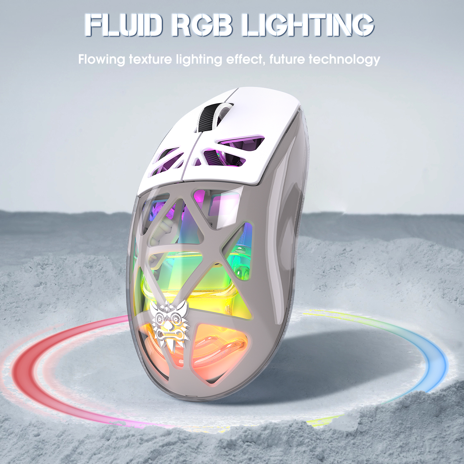 ONIKUMA CW930 Gaming Mouse with Transparent Crystal Shell, Internal Neon Tube RGB Lighting, and Ergonomic Grip for PC & Mac (Black/White) - Image 15