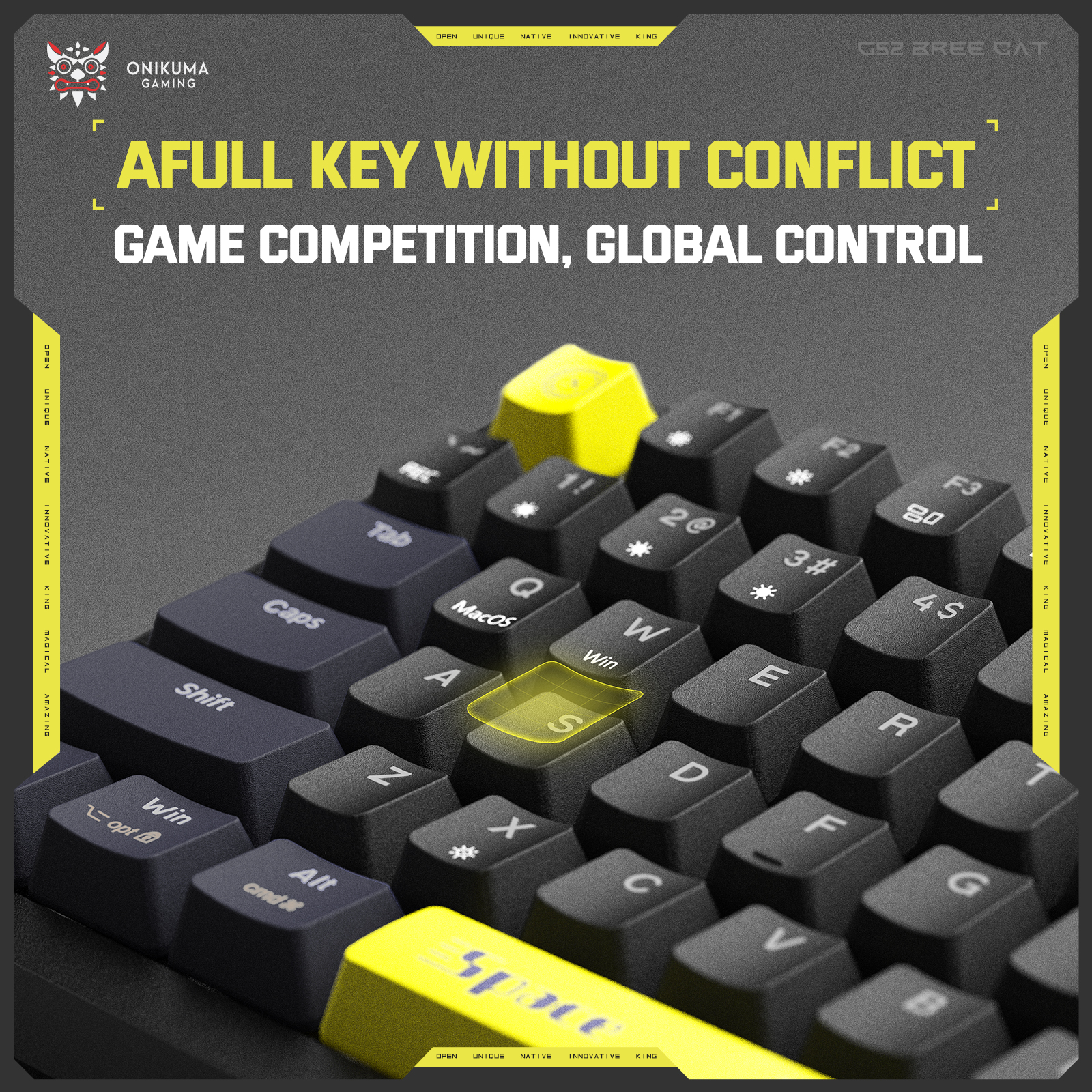 ONIKUMA G52 Wired RGB Mechanical Keyboard (2025 Upgrade Version) with Multimedia Knob, 75% Compact Layout, and Custom Yellow Accent Keycaps for PC & Mac (Black) - Image 12