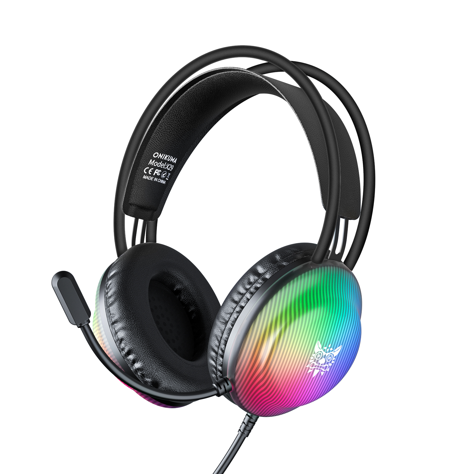 ONIKUMA X29 Wired Gaming Headset with Full-Shell Radiant RGB Lighting, Adaptive Suspension Headband, and Flexible Boom Mic for PC, PS5, Xbox & Mac - Image 5