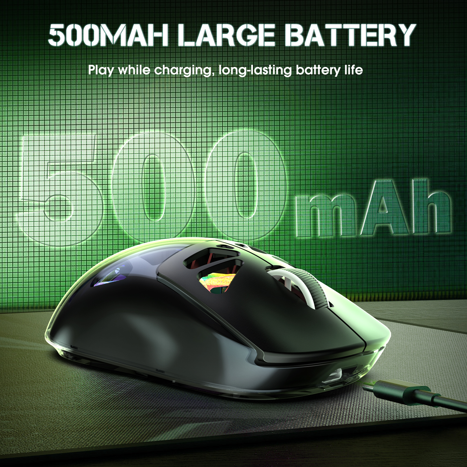 ONIKUMA CW930 Gaming Mouse with Transparent Crystal Shell, Internal Neon Tube RGB Lighting, and Ergonomic Grip for PC & Mac (Black/White) - Image 8