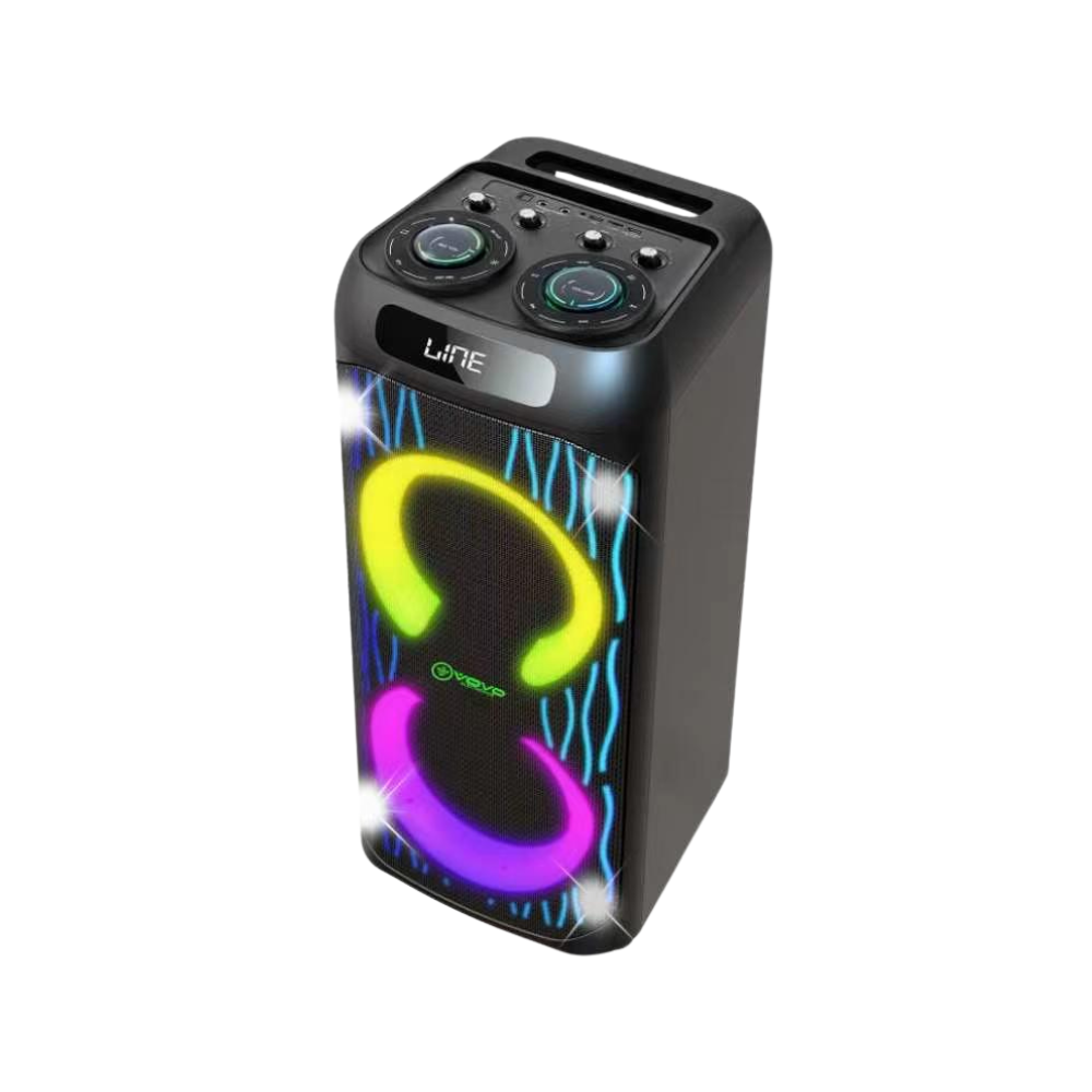 VOVO V-1185 Dual 10" 100W Bluetooth Party Speaker with LED Lights & Wireless Microphone