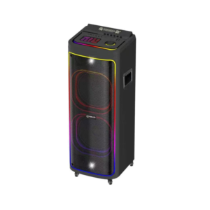 VOVO V-1295 12" × 2 100W Bluetooth Party Speaker with Dual Wireless Microphones & LED Lights