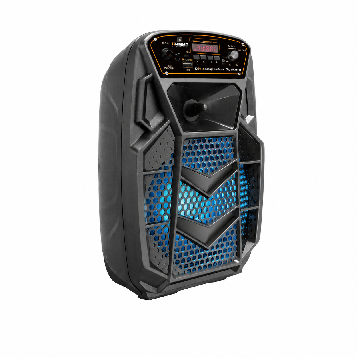 GAMMA GT-8010 8-Inch Portable Rechargeable Bluetooth Party Speaker with Dynamic LED Grille and Remote Control