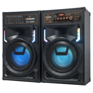 GAMMA GT-9500 Dual 9-Inch AC-Powered Sound System with Dynamic RGB Lighting and Karaoke Control Deck
