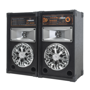 GAMMA GT-4200 Dual 4-Inch AC-Powered Bookshelf Sound System with Chrome Spoke Grilles and Multi-Input Control Deck