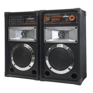 GAMMA GT-4000 Dual 4-Inch AC-Powered Bookshelf Sound System with Metallic Trim and Multi-Input Control Deck