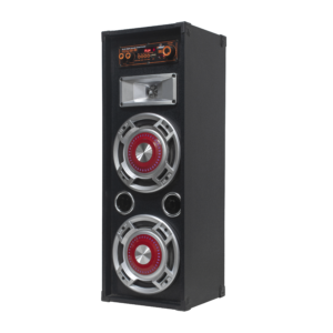 GAMMA GT-6165 Dual 6-Inch AC-Powered Single Tower Speaker with Red Accent Drivers and Multi-Input Control Deck