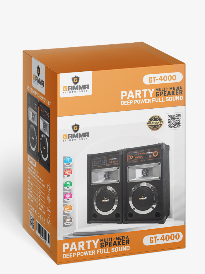 GAMMA GT-4000 Dual 4-Inch AC-Powered Bookshelf Sound System with Metallic Trim and Multi-Input Control Deck - Image 2