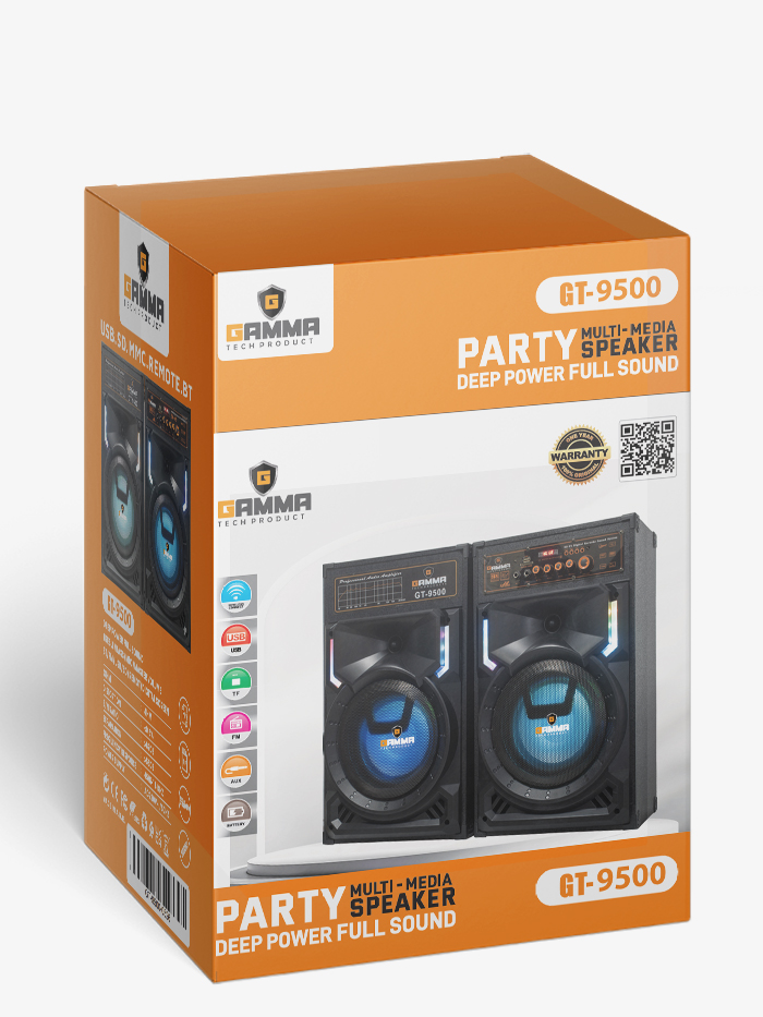 GAMMA GT-9500 Dual 9-Inch AC-Powered Sound System with Dynamic RGB Lighting and Karaoke Control Deck - Image 2